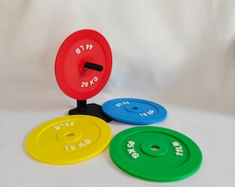 3D-geprinte onderzetters voor halterschijven met rek | Cadeau fitnessliefhebber | Fitnessbureaudecoratie