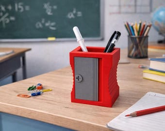 Pencil Sharpener Pen Pot | Novelty Stationary Holder | Colourful Teacher and Office Desk Gift