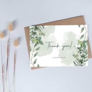 Cartes de remerciement verdure pour entreprises, mariage, achats, etc. Cartes de remerciement verdure avec eycalyptus et plantes Graditude