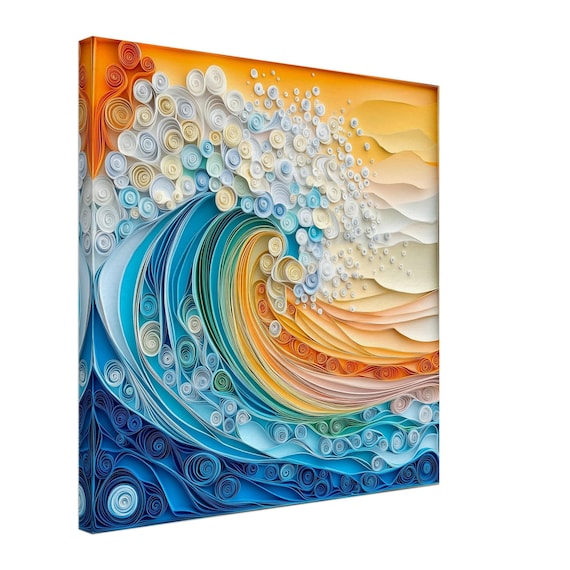 Surging Waves, Paper Quilling Artwork of a Powerful Ocean Wave, Quilled Paper Design Canvas Print, #paperquilling - Etsy Canada