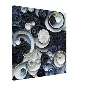 Monochrome Swirls, Paper Quilling Abstract Design, Quilled Paper Design Canvas Print, #paperquilling
