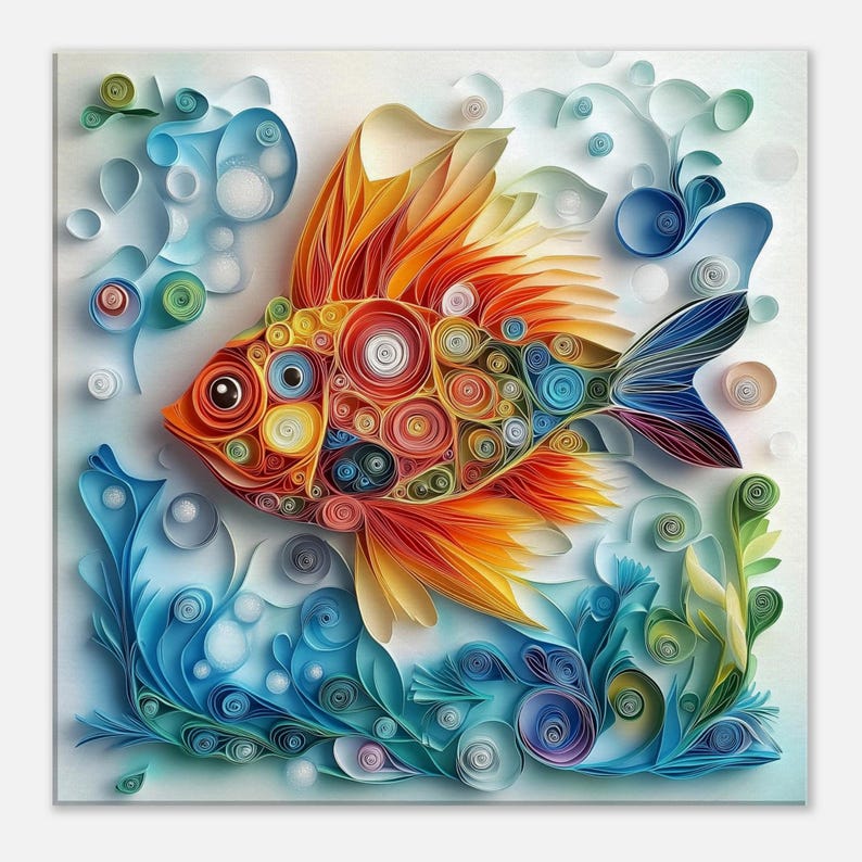Colorful Fish in Ocean, Paper Quilling Artwork of Vibrant Fish and ...