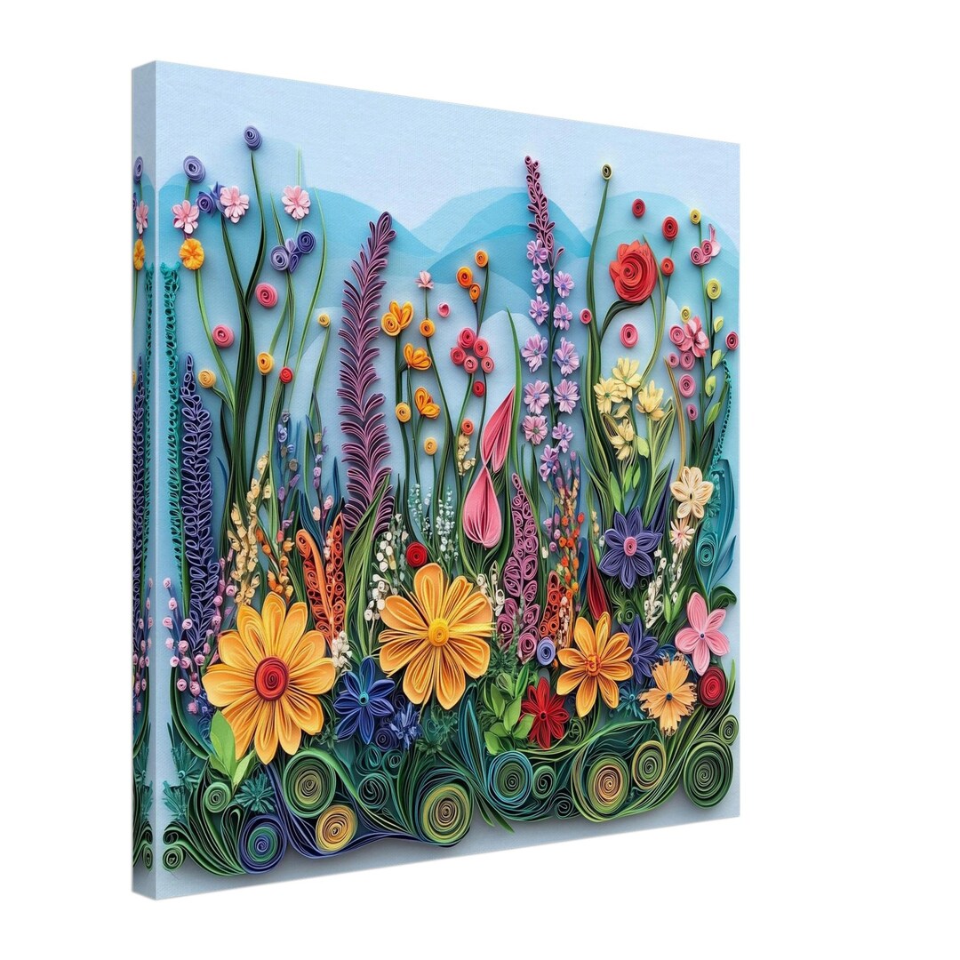 Blossoming Meadow, Paper Quilling Artwork of Wildflowers, Quilled Paper Design Canvas Print, #paperquilling - Etsy Canada