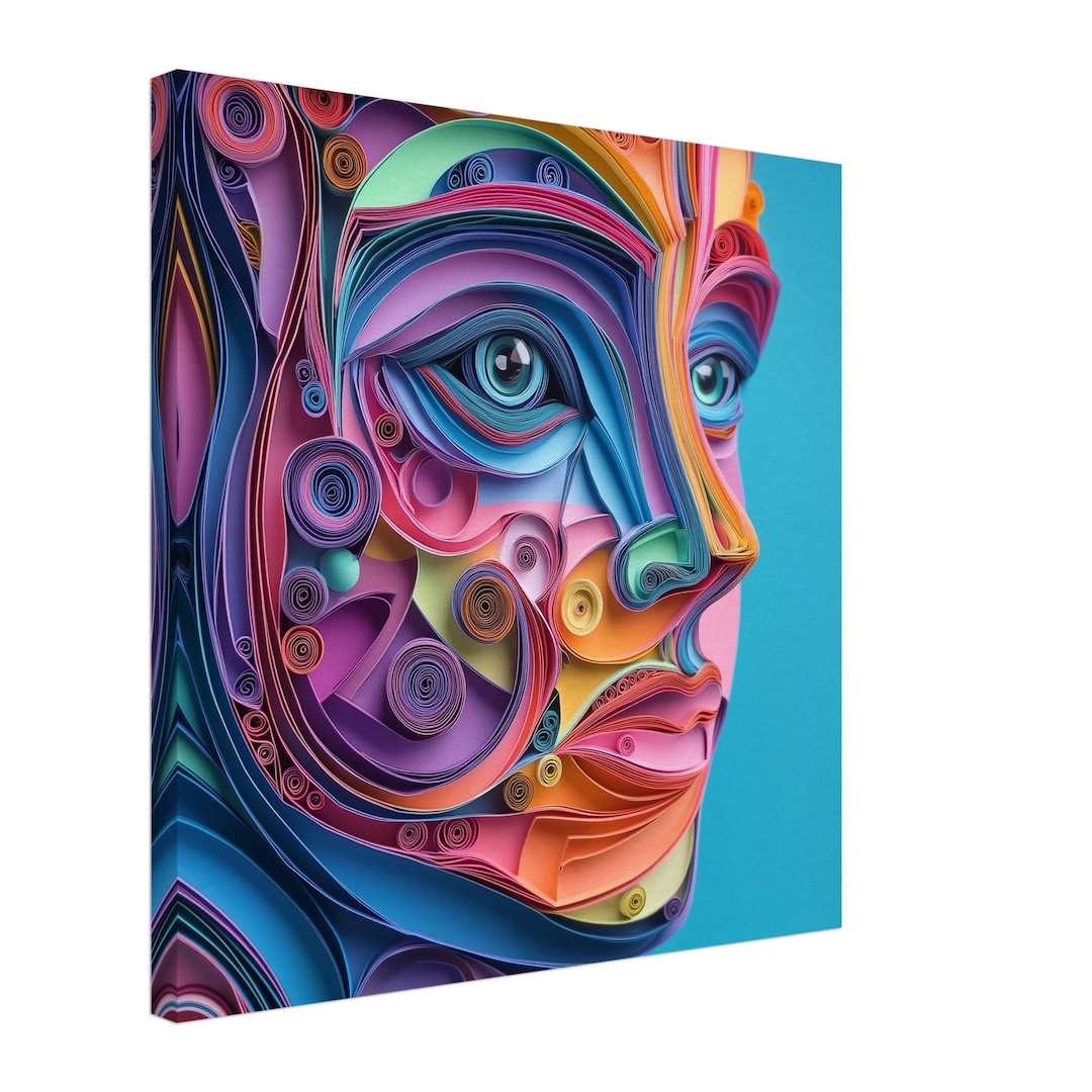 Vivid Gaze, Paper Quilling Artwork of a Colorful Face, Quilled Paper ...