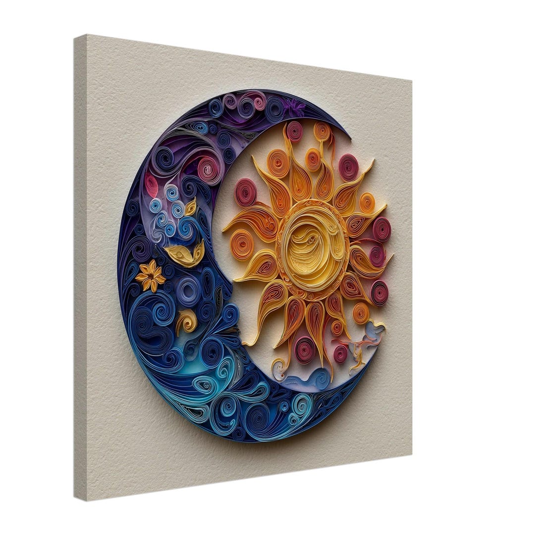 Celestial Balance, Paper Quilling Artwork of the Sun and Moon, Quilled Paper Design Canvas Print, #paperquilling - Etsy Canada