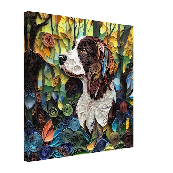 Forest Springer, Paper Quilling Art of Alert Dog, Quilled Paper Design Canvas Print, #paperquilling - Etsy Canada