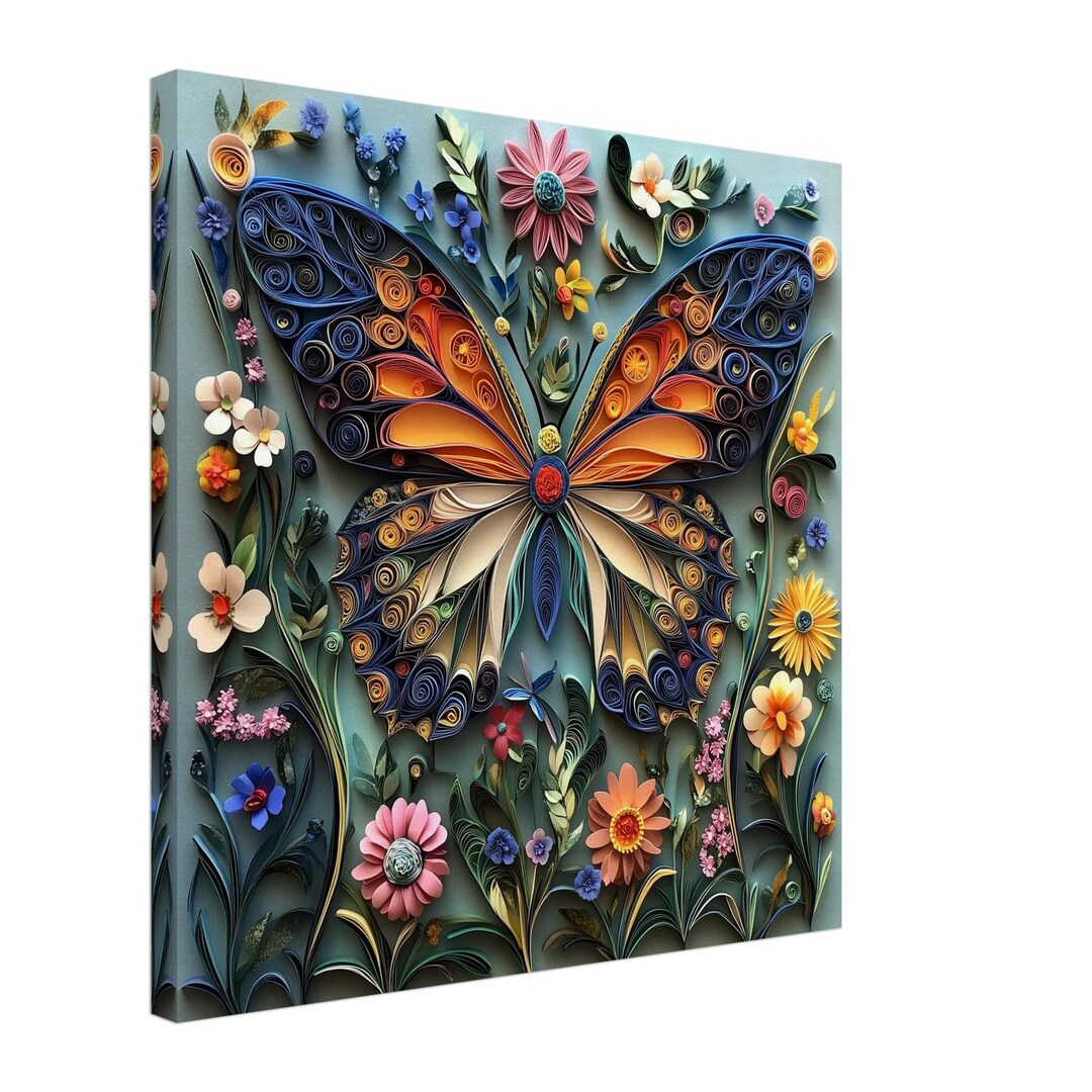 Colorful Butterfly, Paper Quilling Artwork of a Butterfly Surrounded by ...