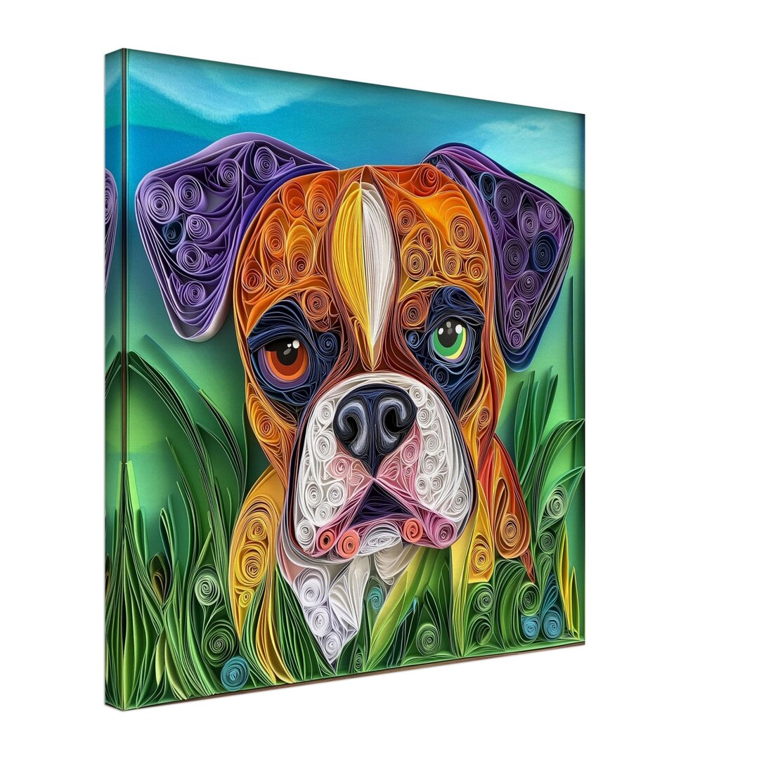Playful Boxer, Paper Quilling Artwork of a Boxer Dog, Quilled Paper ...