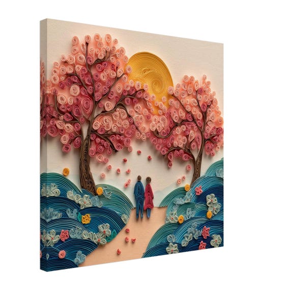 Sunset Serenity, Paper Quilling Artwork of a Couple, Quilled Paper Design Canvas Print, #paperquilling - Etsy Canada