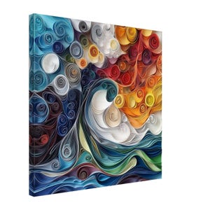 Elemental Swirls, Paper Quilling Abstract Landscape, Quilled Paper Design Canvas Print, #paperquilling