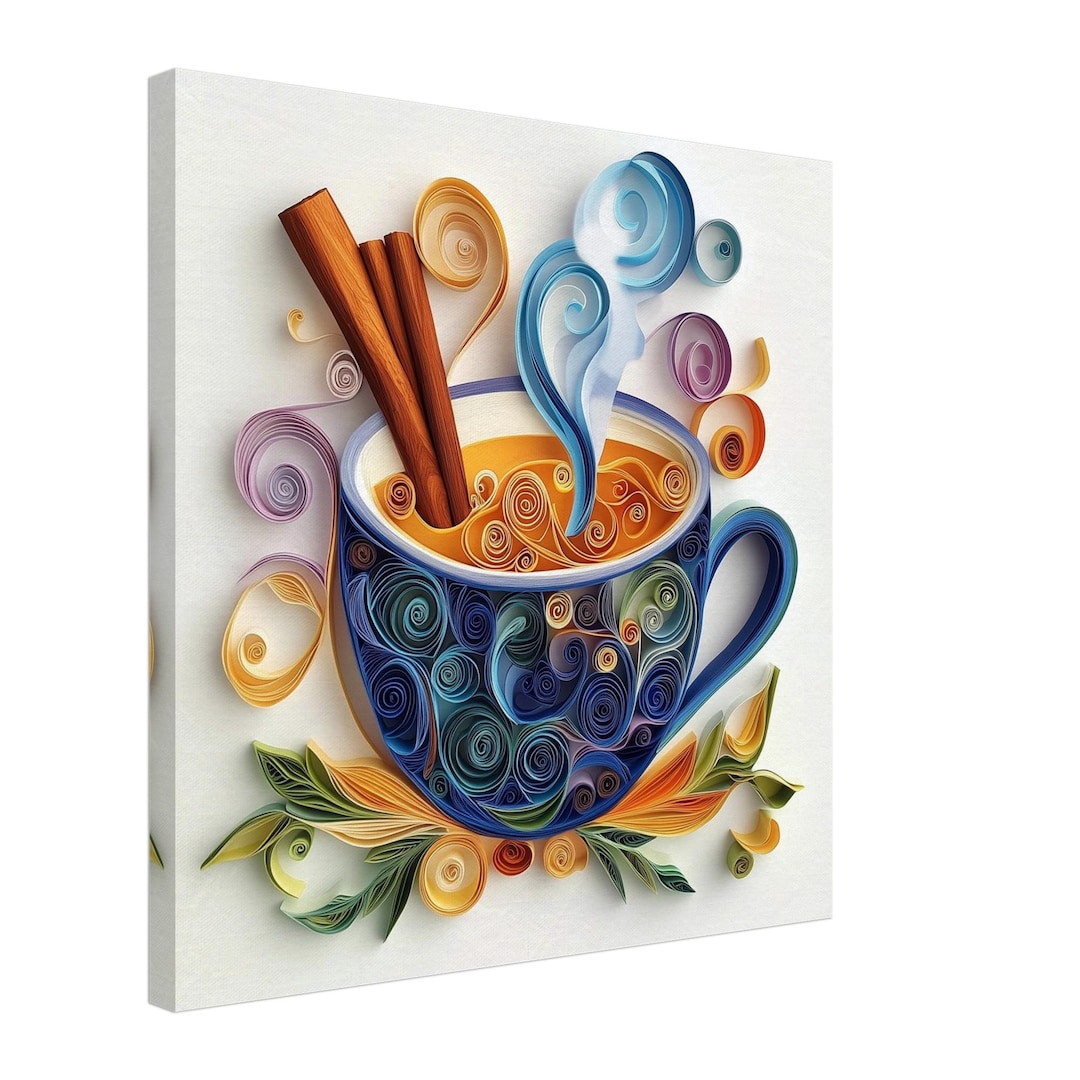 Warm Beverage, Paper Quilling Artwork of a Cozy Cup With Cinnamon Sticks, Quilled Paper Design Canvas Print, #paperquilling - Etsy Canada