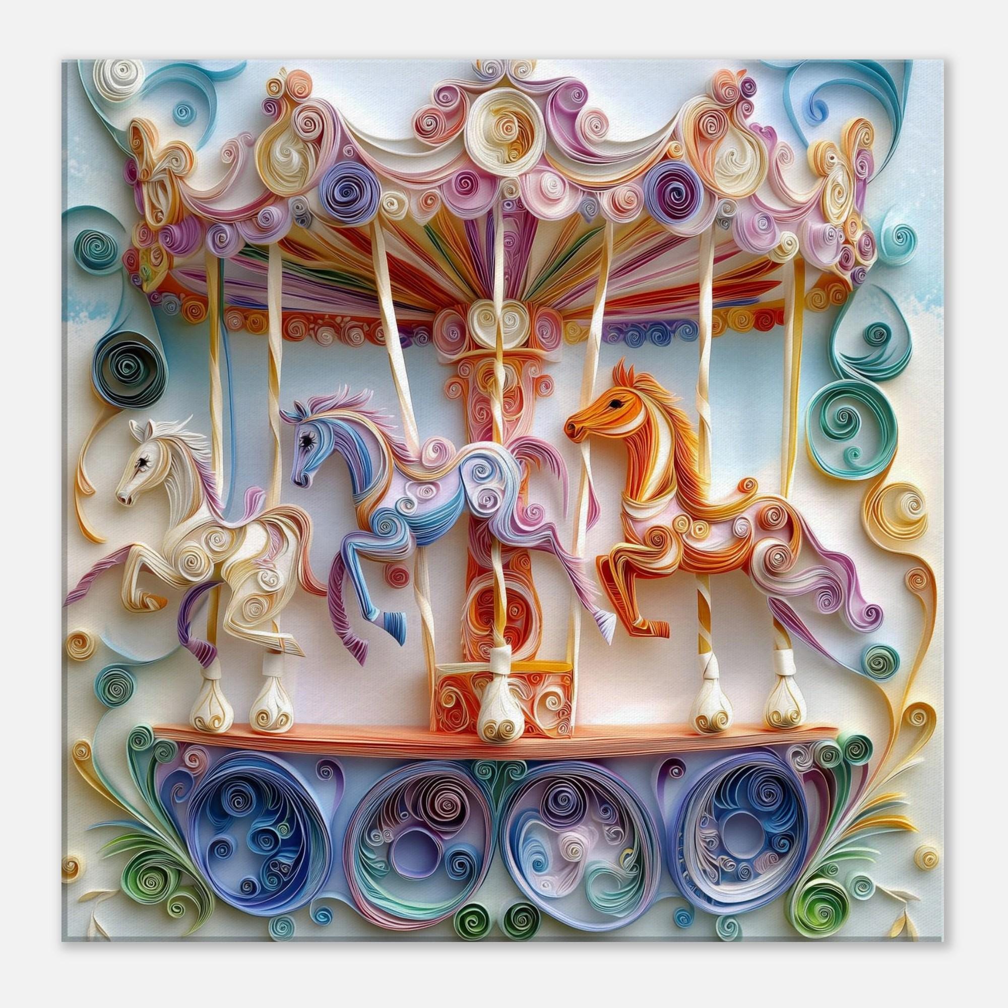 Paper Filing Carousel Carousel Dreams, Paper Quilling Artwork of a Carousel With Horses ...