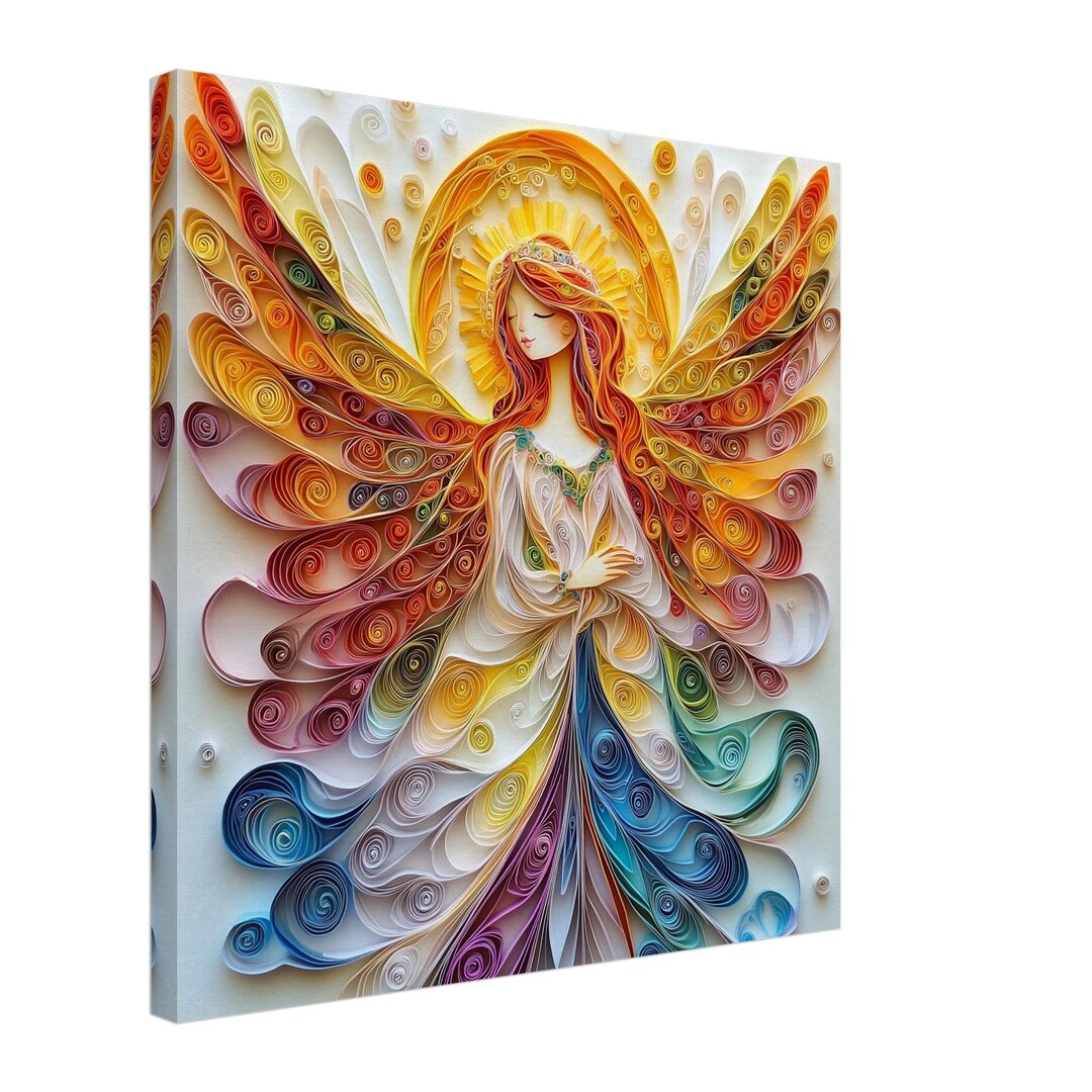 Radiant Angel, Paper Quilling Artwork of a Colorful Angel With Flowing Wings, Quilled Paper Design Canvas Print, #paperquilling - Etsy Canada