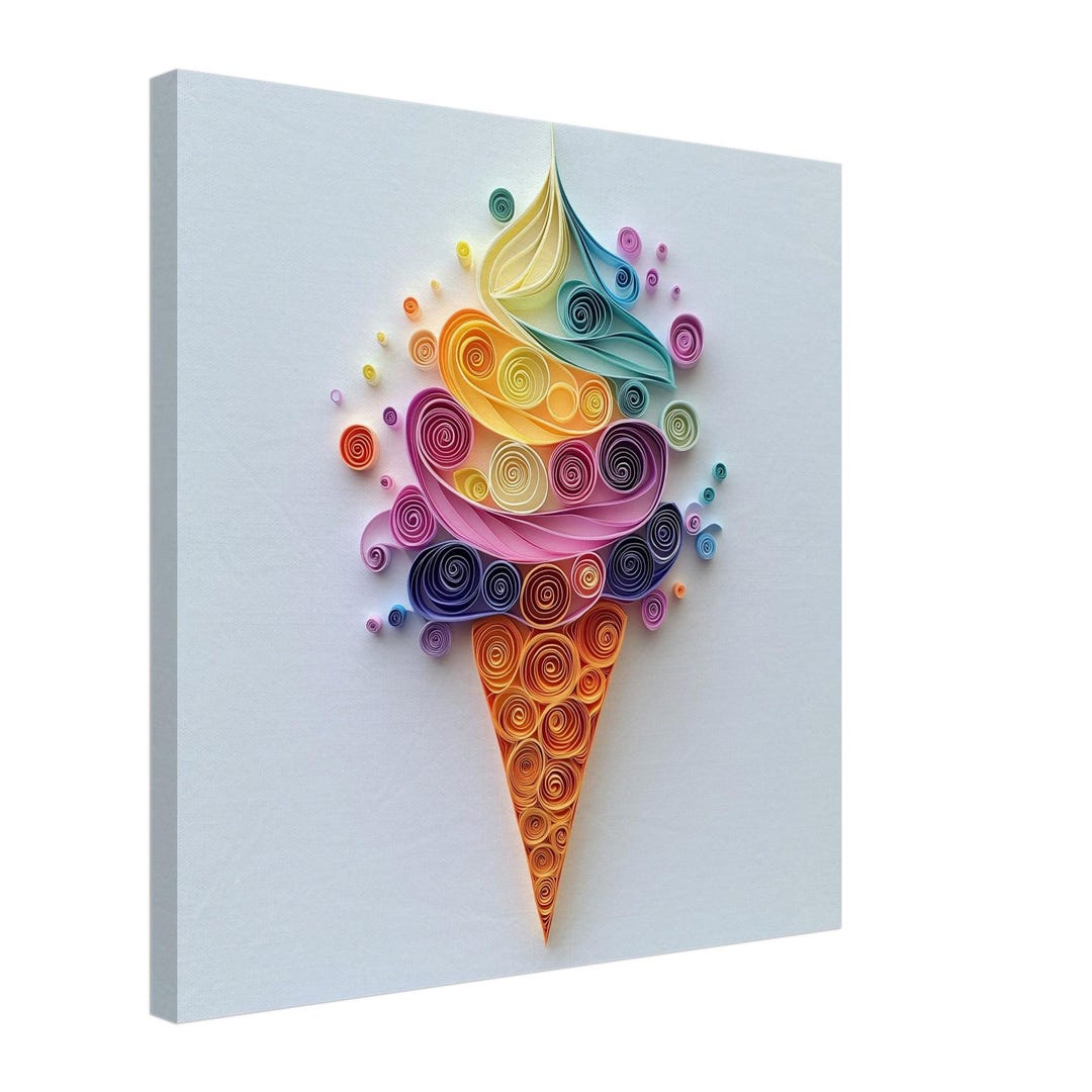 Sweet Swirls, Paper Quilling Artwork of a Colorful Ice Cream Cone, Quilled Paper Design Canvas Print, #paperquilling - Etsy Canada