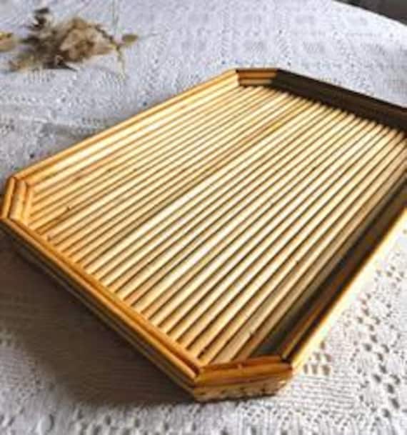 Vintage Bambus Tablett, 70er Jahre Tablett, Rattan - Etsy.de
