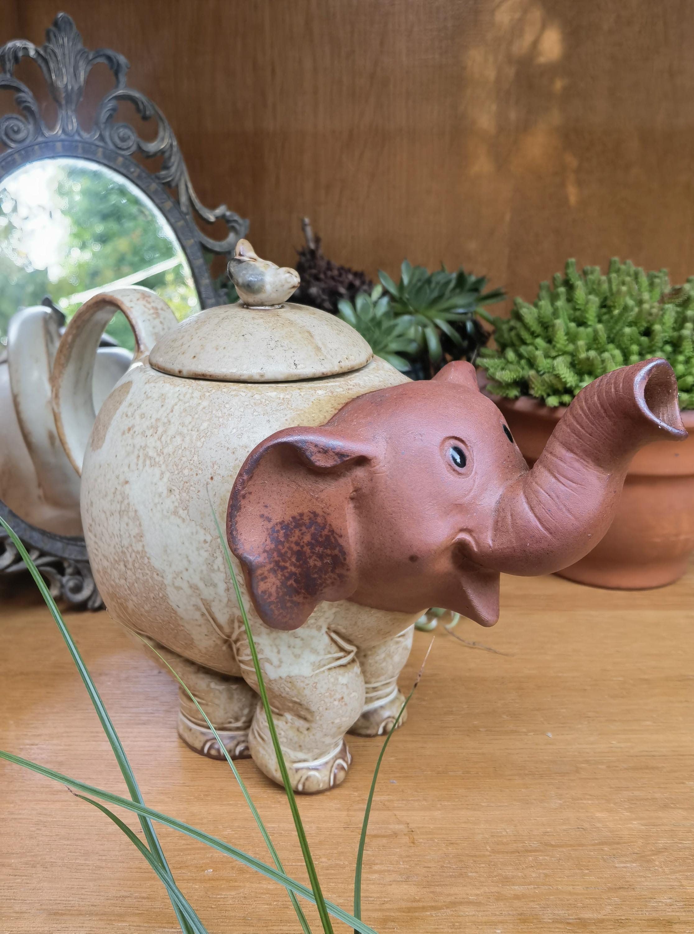 Théière éléphant En Terre Cuite émaillée - Art D'Asie - Occasion Céramique