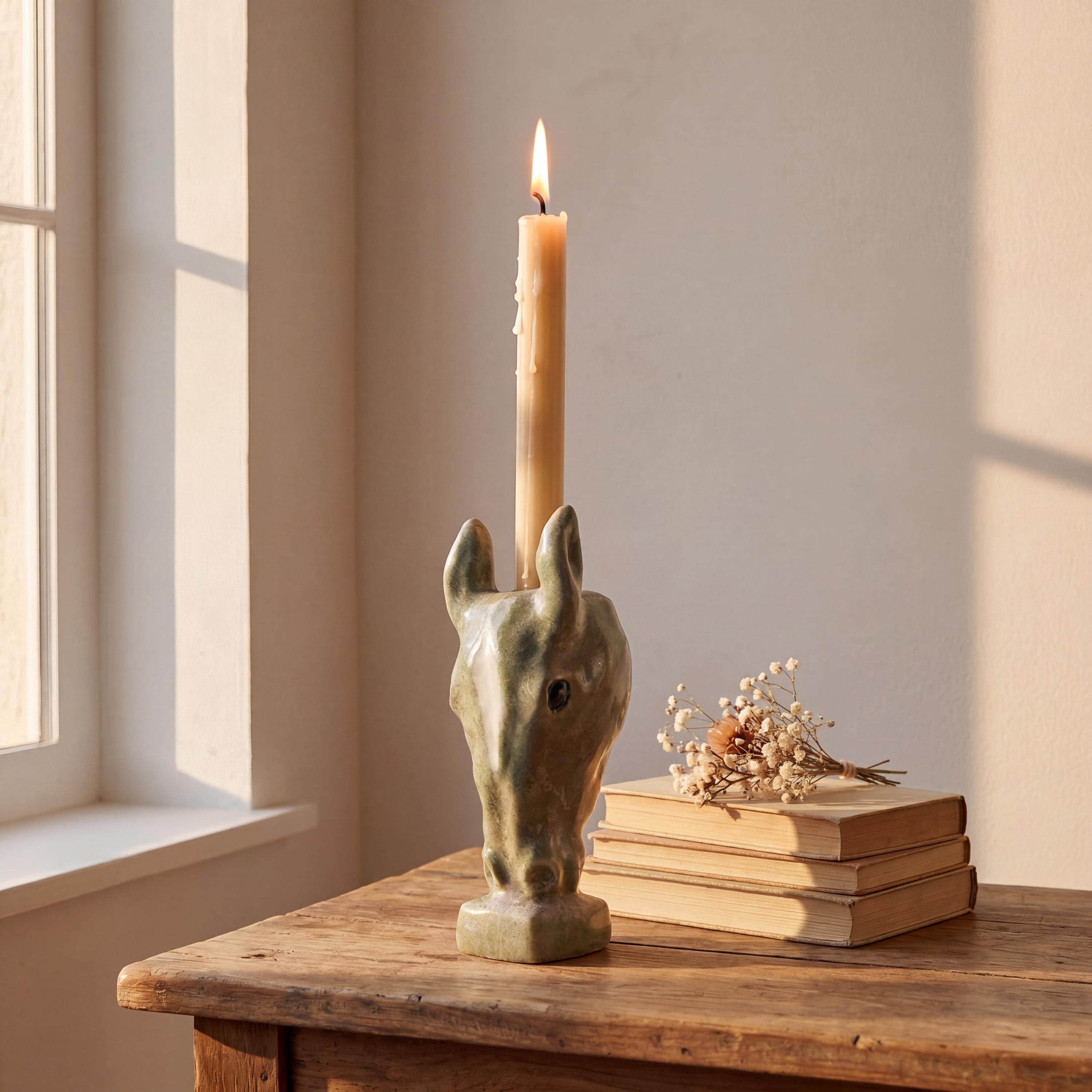 手作り陶器の馬型キャンドルホルダー - 素朴な農家風インテリア - Etsy