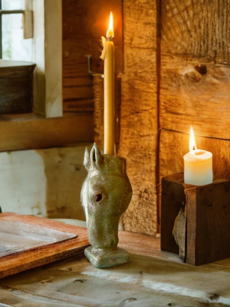 手作り陶器の馬型キャンドルホルダー - 素朴な農家風インテリア - Etsy