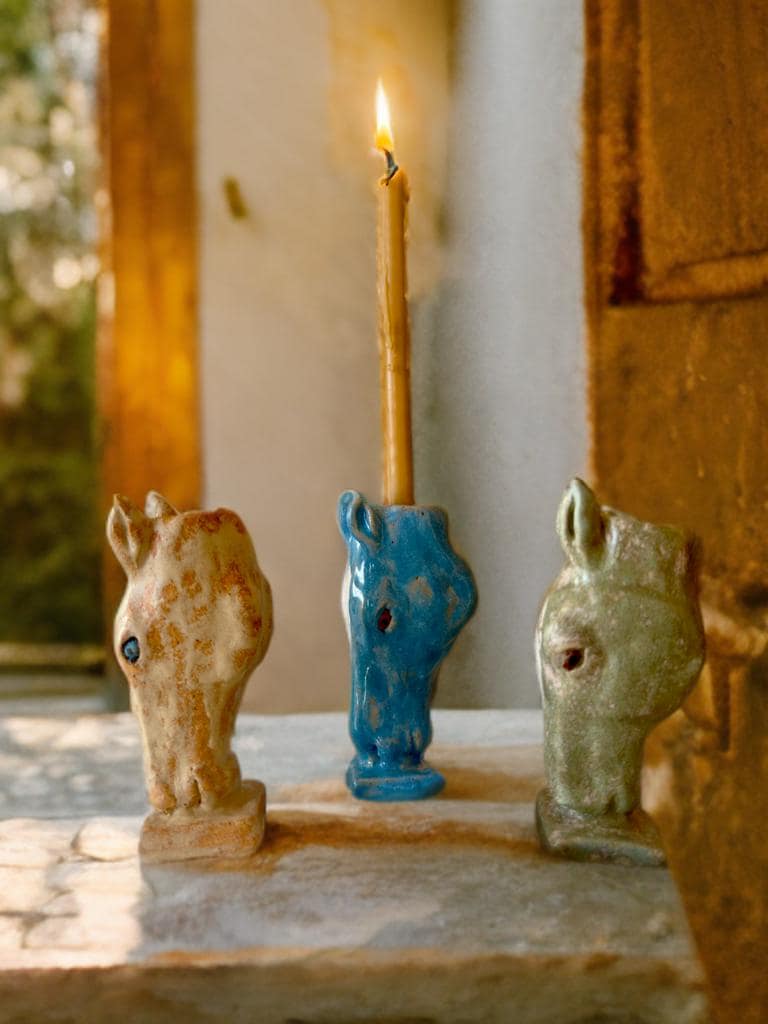 手作り陶器の馬型キャンドルホルダー - 素朴な農家風インテリア - Etsy