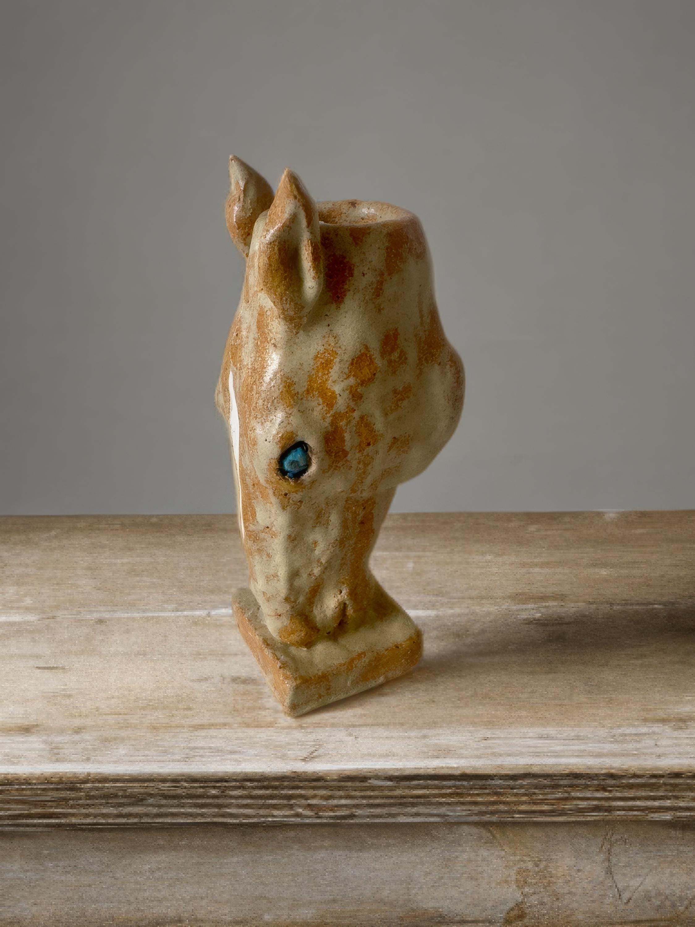 手作り陶器の馬型キャンドルホルダー - 素朴な農家風インテリア - Etsy