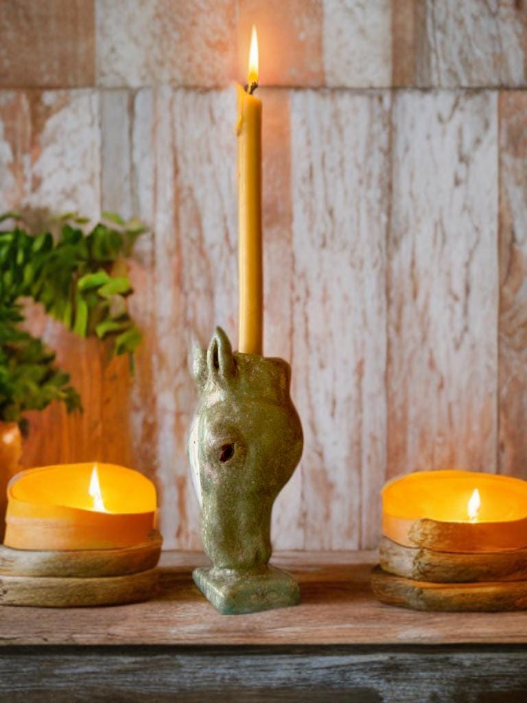 手作り陶器の馬型キャンドルホルダー - 素朴な農家風インテリア - Etsy