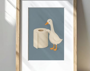 Funny Goose Bathroom Print: Toilet Paper Humor, Farmhouse Decor (Digital Download)