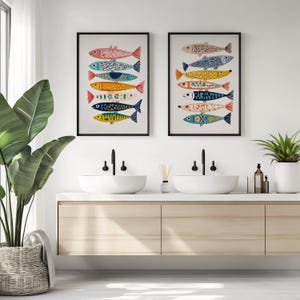 Colorful Fish Wall Decor Print, Coastal Bathroom Art, Ocean Nursery Poster image 14