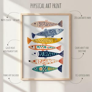 Colorful Fish Wall Decor Print, Coastal Bathroom Art, Ocean Nursery Poster image 10