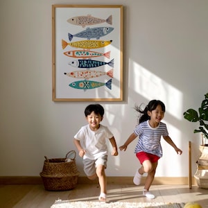 Colorful Fish Wall Decor Print, Coastal Bathroom Art, Ocean Nursery Poster image 7