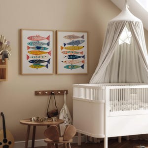 Colorful Fish Wall Decor Print, Coastal Bathroom Art, Ocean Nursery Poster image 13