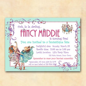 Convite de festa chique de Nancy, 5 "x7" VOCÊ IMPRIMIR, festa de chá de aniversário, vestir-se, sarau, festa, cartão de agradecimento, etiqueta de favor, tiara Aqua Pink Purple