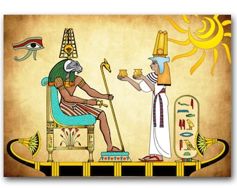 Egyptian God Birthday Card: Amon-Re, Khnum, Nile Boat (5x7 Made to Order)