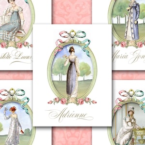 Jane Austen Note Cards / Vintage-Inspired Personalized Stationery / 10 Cards / Victorian Edwardian Regency Spencerian Calligraphy / Romantic