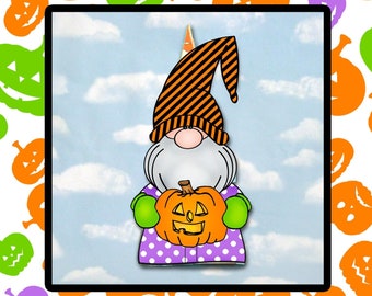 Scatola regalo di Halloween a forma di gnomo: zucca intagliata, zucca, contenitore per caramelle, file PDF