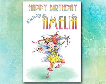 Personalized Fancy Nancy Birthday Card: Glitter Sparkle, 5x7