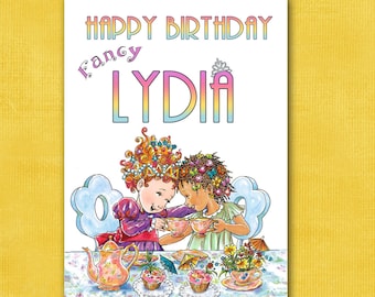 Personalized Fancy Nancy Birthday Card: Glitter Tea Party (5x7)