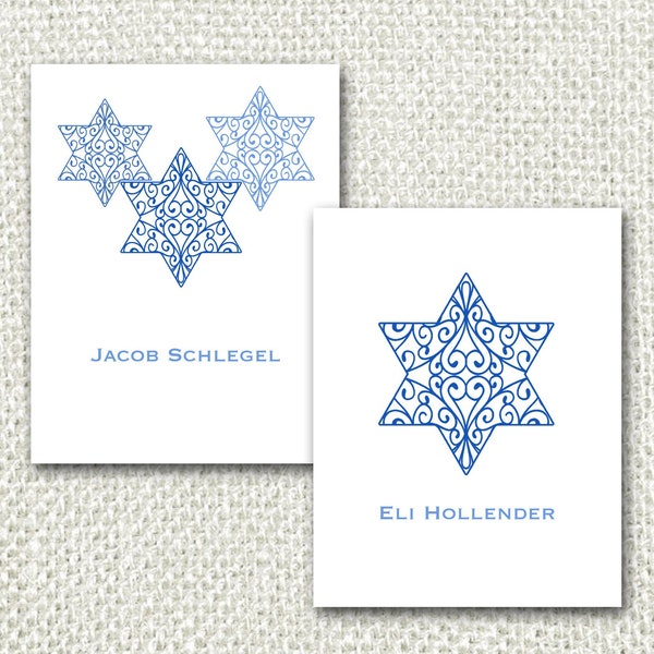 Bar or Bat Mitzvah Thank You Cards / Star of David Stationery / Set of 10 / Personalized / Modern Religious Note Cards