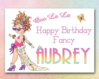 Personalized Fancy Nancy Birthday Card: Glitter Butterfly Design