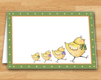 Easter Place Card, Parade of Baby Chicks, Holiday Dining, Seating Card, Buffet Folded Food Tent Card, Instant Download, YOU PRINT