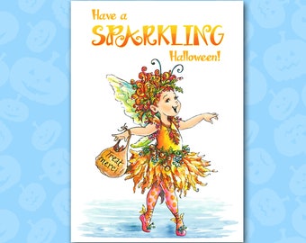 Sparkling Fancy Nancy Halloween Card: Glitter Autumn Design
