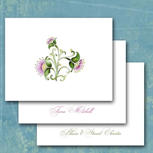 Thistle Note Cards, Personalized, Scotland Scottish Scotch Scots, Gaelic, Welsh, National Flower, Celtic, Outlander / Set of 10