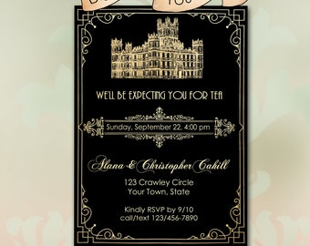 Downton Abbey Invitation, Menu, Tag / Art Deco 1920s / Tea Party, High Tea, Birthday, Shower, Anniversary / Personalized 5x7 DIY Invite