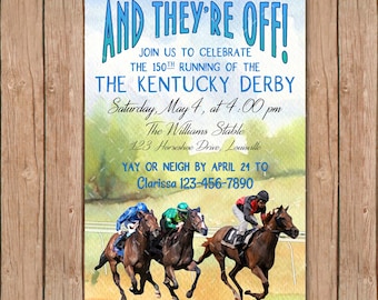 Watercolor Horse Race Invitation with Betting Slips (Digital, 5x7)