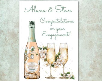 Personalized Engagement Card 5x7", Champagne, Magnolias