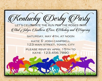 Kentucky Derby Invitation / Run for the Roses, Horse Race Betting Slips, Churchill Downs Preakness Belmont Stakes, Racetrack, 5x7 YOU PRINT
