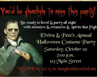 Elegante invito di Halloween a tema Frankenstein: 5x7, stampa o testo