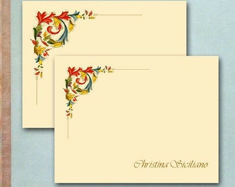 Florentine Note Cards: Personalized Stationery, Italian Renaissance Design, Set of 10