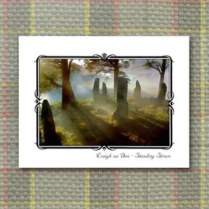 Standing Stones Note Cards / MIST / Digital Watercolor / Through the Stones, Mystical, Fog / Stationery Gift / JAMMF / Inverness Scotland