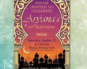 Arabian Nights Invitation: Theme Party, Prom, Birthday, Shower YOU PRINT