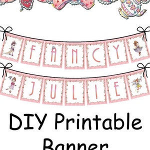 Banner Fancy Nancy personalizado / Arquivo PDF DIGITAL / Decoração para festa impressa / 7,5” x 10” / Aniversário, Fantasia, Soirée, Chá da tarde